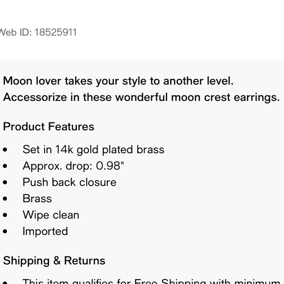 Macy's 14K Gold Plated Moon Crest Crescent Hoop Earrings NIB - Picture 13 of 13